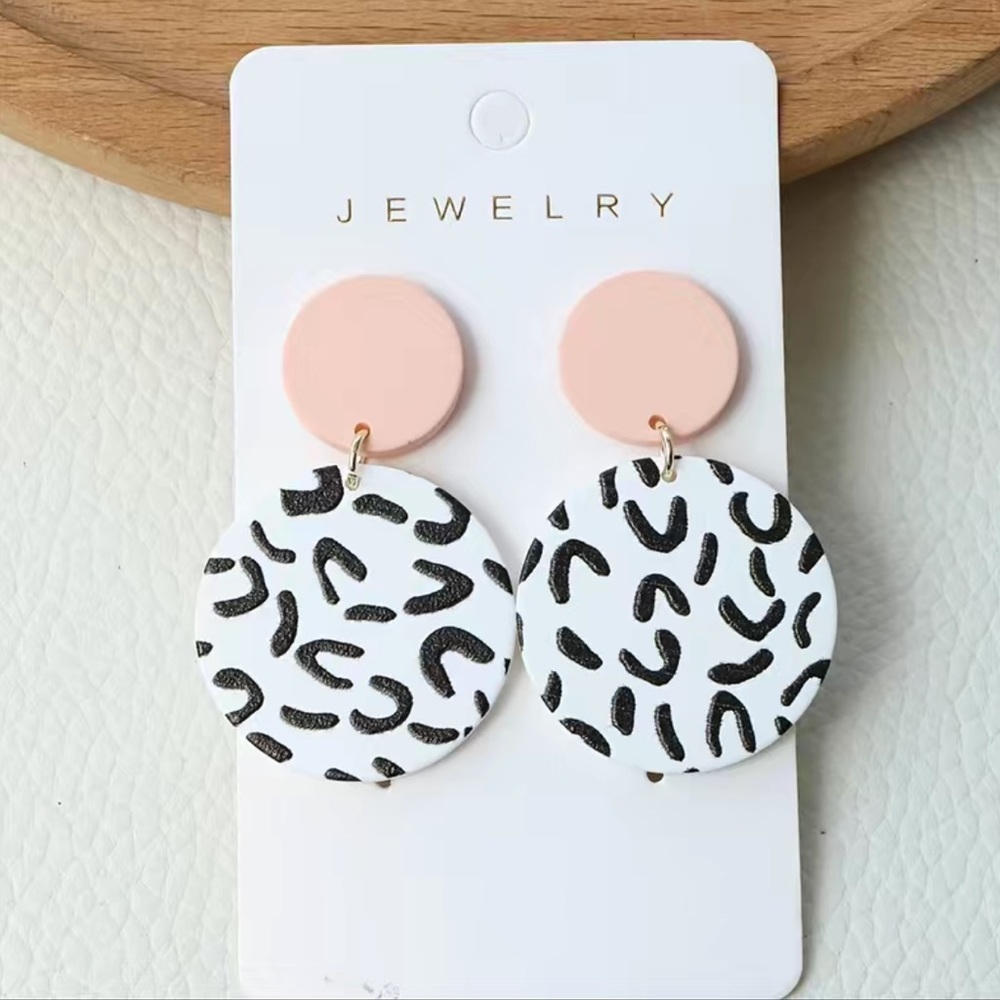 Unique Symbol Pattern Round Dangle Earrings